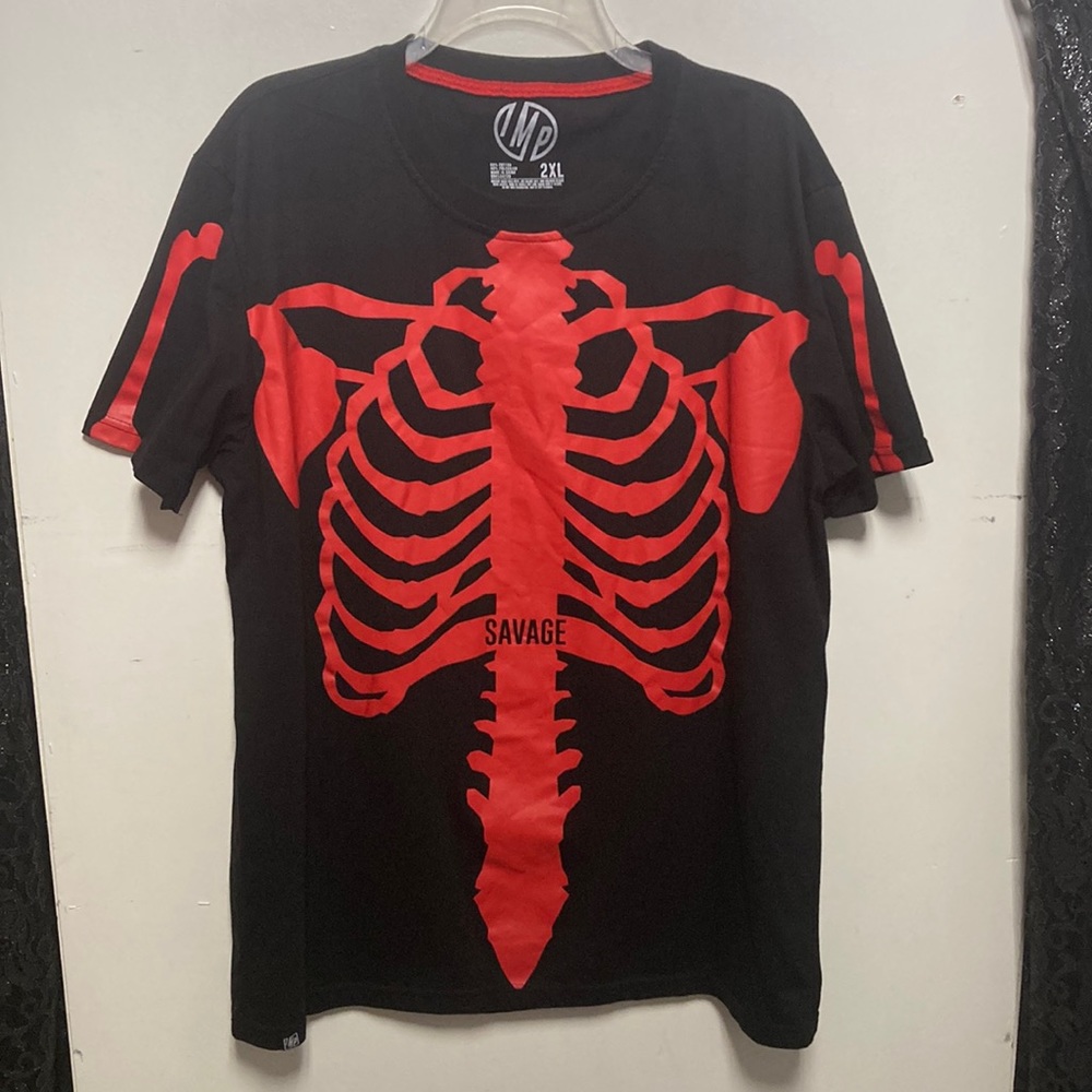 IMP Savage Skeleton Print Short Sleeve Tee Shirt Sz 2XL